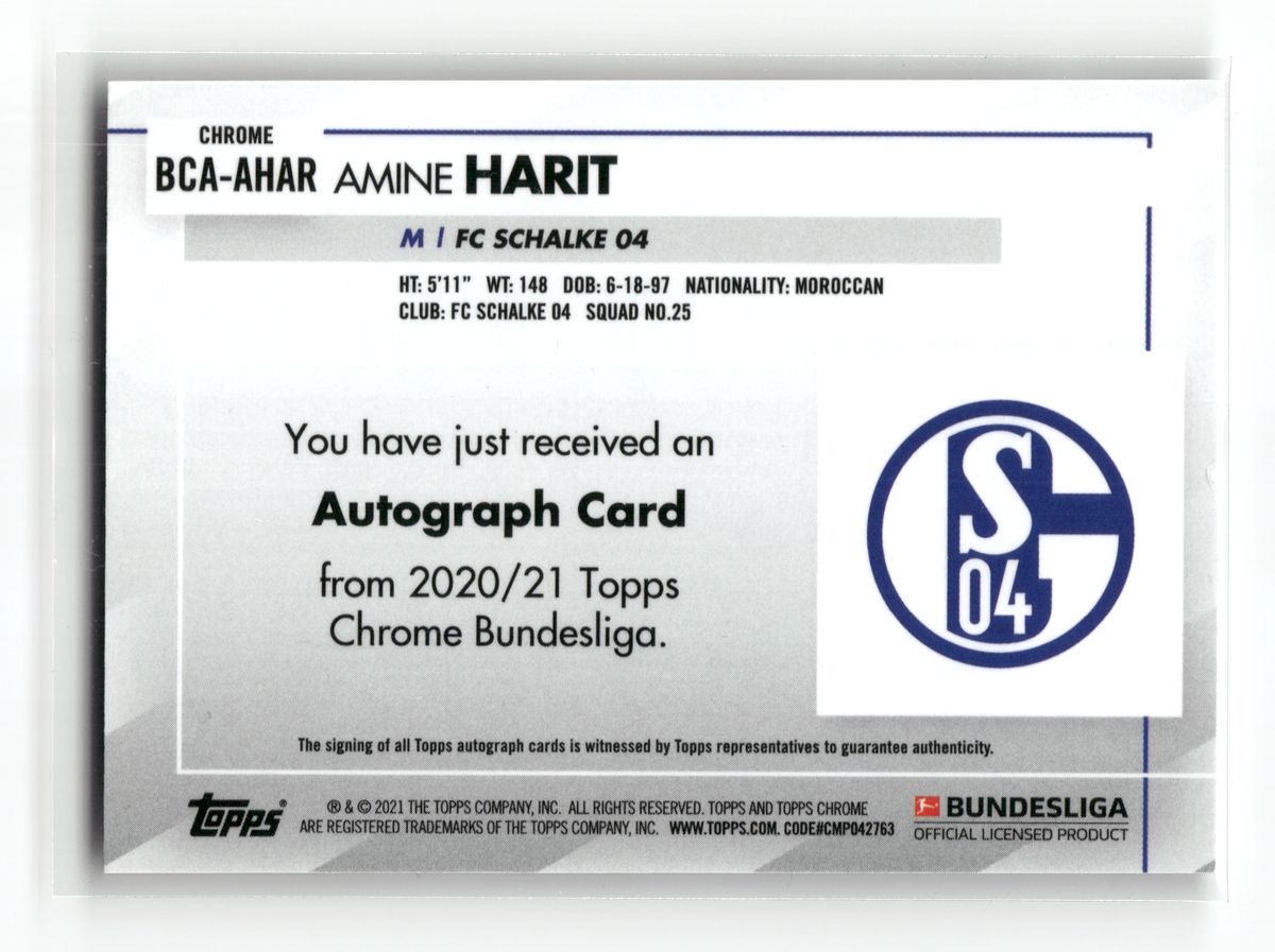 Fußball Amine Harit - 2020/21 Topps Chrome Bundesliga - Auto - FC Schalke 04 #BCA-AHAR Trading Card Original