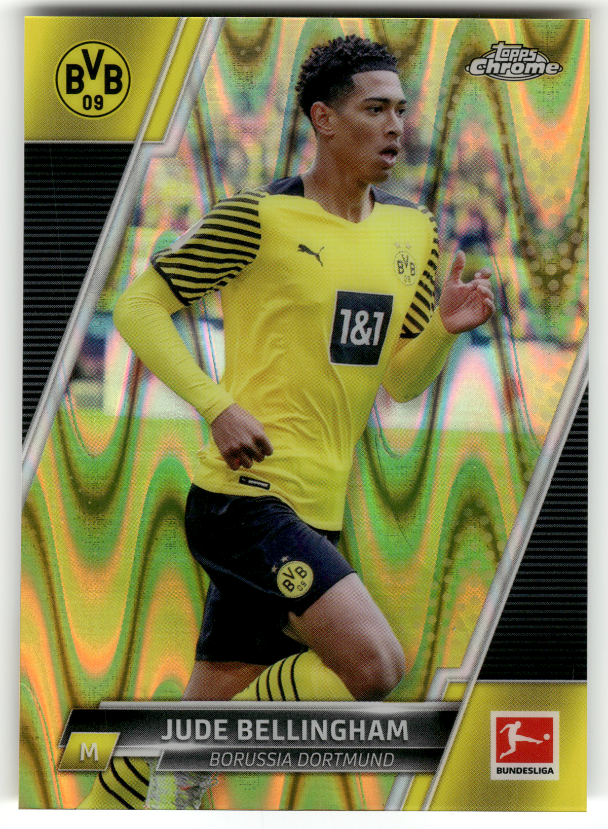 Fußball Jude Bellingham - 2021-22 Topps Chrome Bundesliga - Gold Ray Wave - Borussia Dortmund #31 Trading Card Original