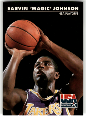 Basketball NBA Earvin 'Magic' Johnson - 1992 SkyBox USA Basketball - Los Angeles Lakers #33 Trading Card Original