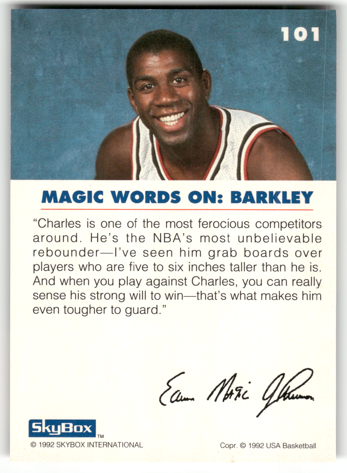 Basketball NBA Charles Barkley - 1992 SkyBox USA Basketball - Philadelphia 76ers / USA Basketball #101 Trading Card Original