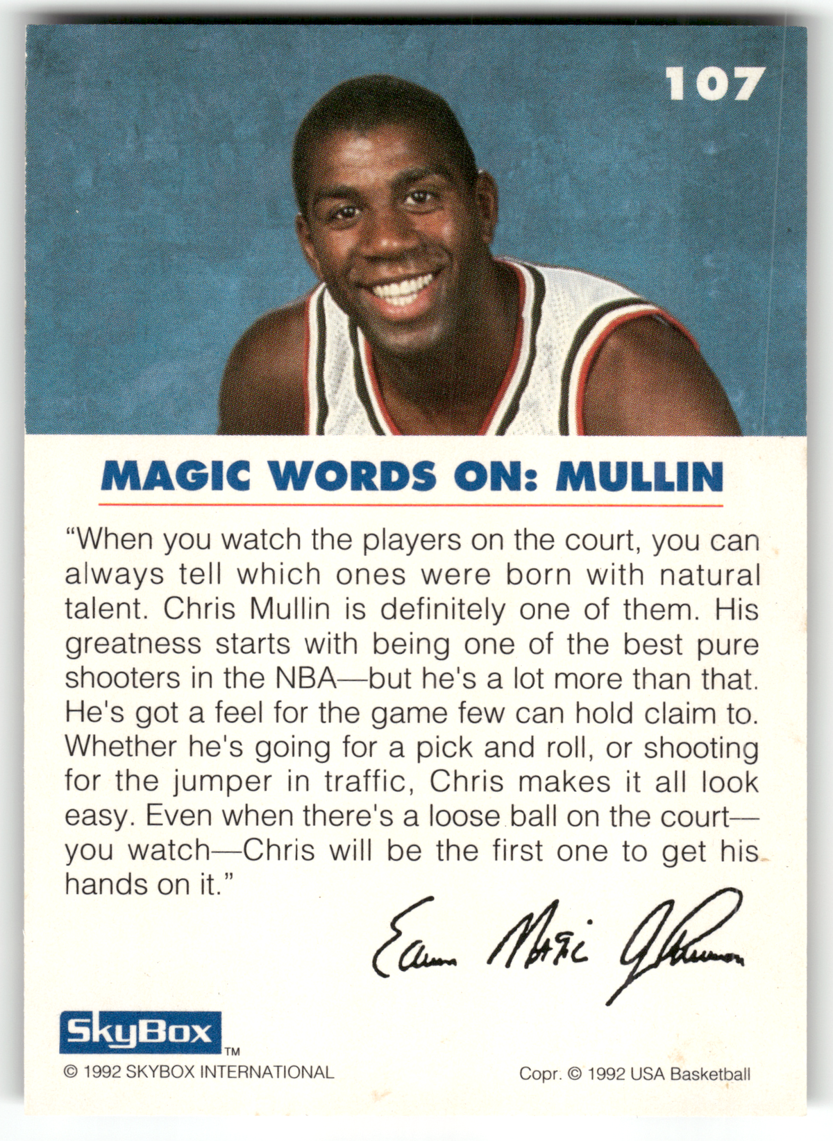 Basketball NBA Chris Mullin - 1992 SkyBox USA Basketball - Golden State Warriors #107 Trading Card Original