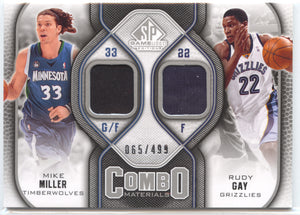 Basketball NBA Mike Miller - 2009-10 NBA SP Game Used - Game-Used Double Relic /499 - Minnesota Timberwolves / Memphis Grizzlies #CM-MG Trading Card Original