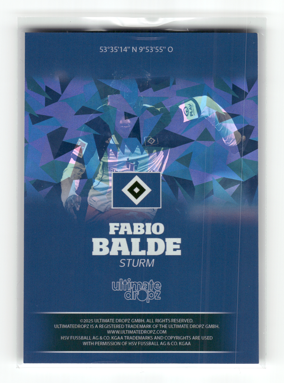 Fußball Fabio Balde - 2025 Ultimate Dropz Bundesliga - Hamburger SV Trading Card Original