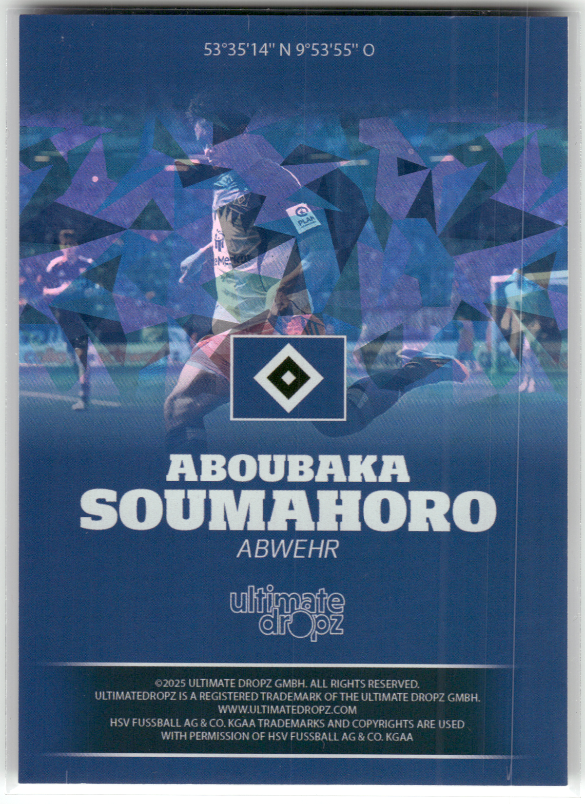 Fußball Aboubaka Soumahoro - 2025 Ultimate Dropz HSV - Hamburger SV Trading Card Original