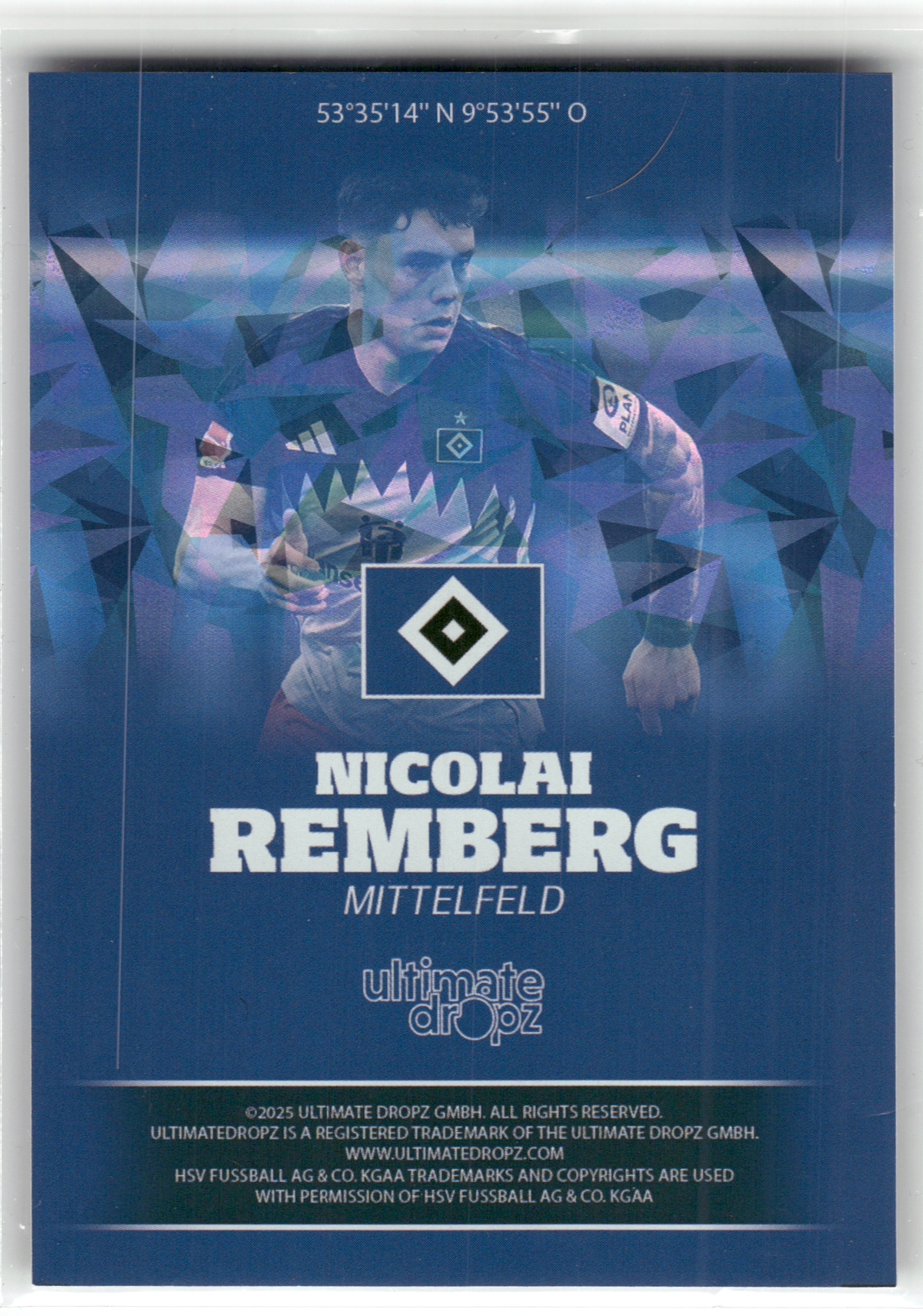 Fußball Nicolai Remberg - 2025 Ultimate Dropz HSV - Hamburger SV Trading Card Original