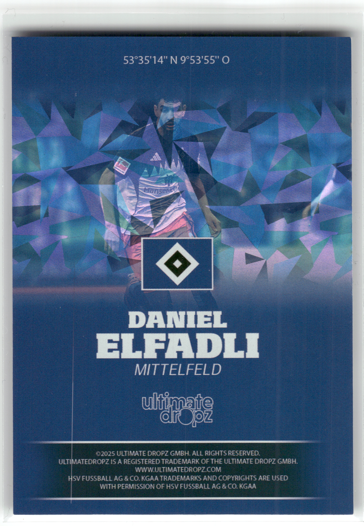 Fußball Daniel Elfadli - 2025 Ultimate Dropz - Hamburger SV Trading Card Original