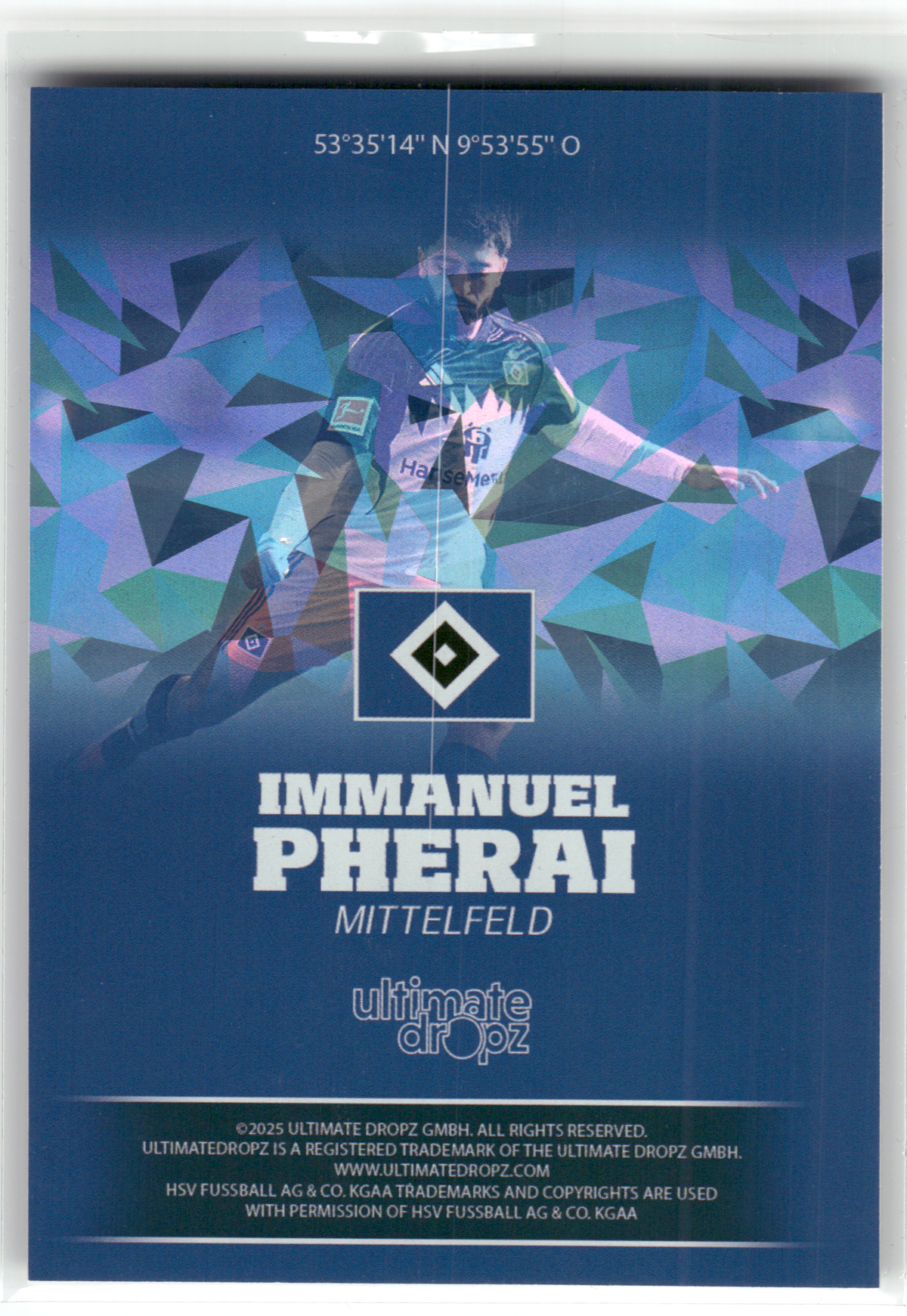 Fußball Immanuel Pherai - 2025 Ultimate Dropz - Hamburger SV Trading Card Original