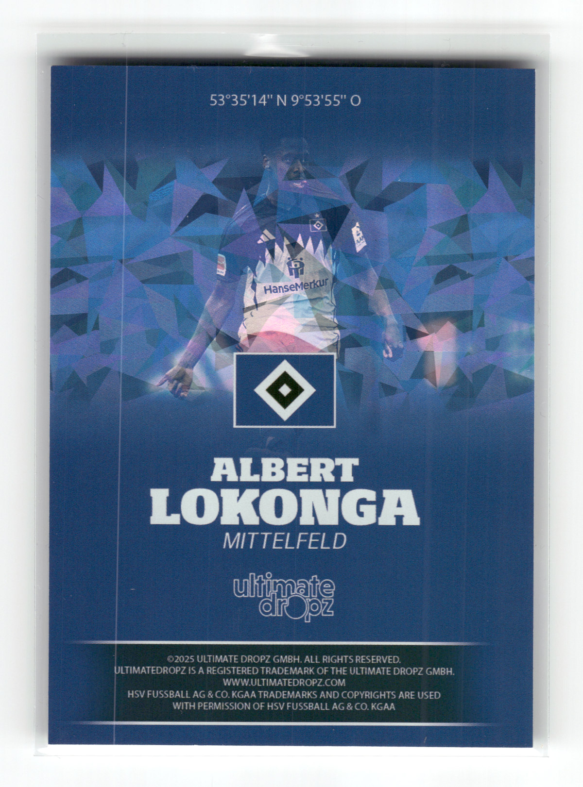 Fußball Albert Lokonga - 2025 Ultimate Dropz HSV - Hamburger SV Trading Card Original