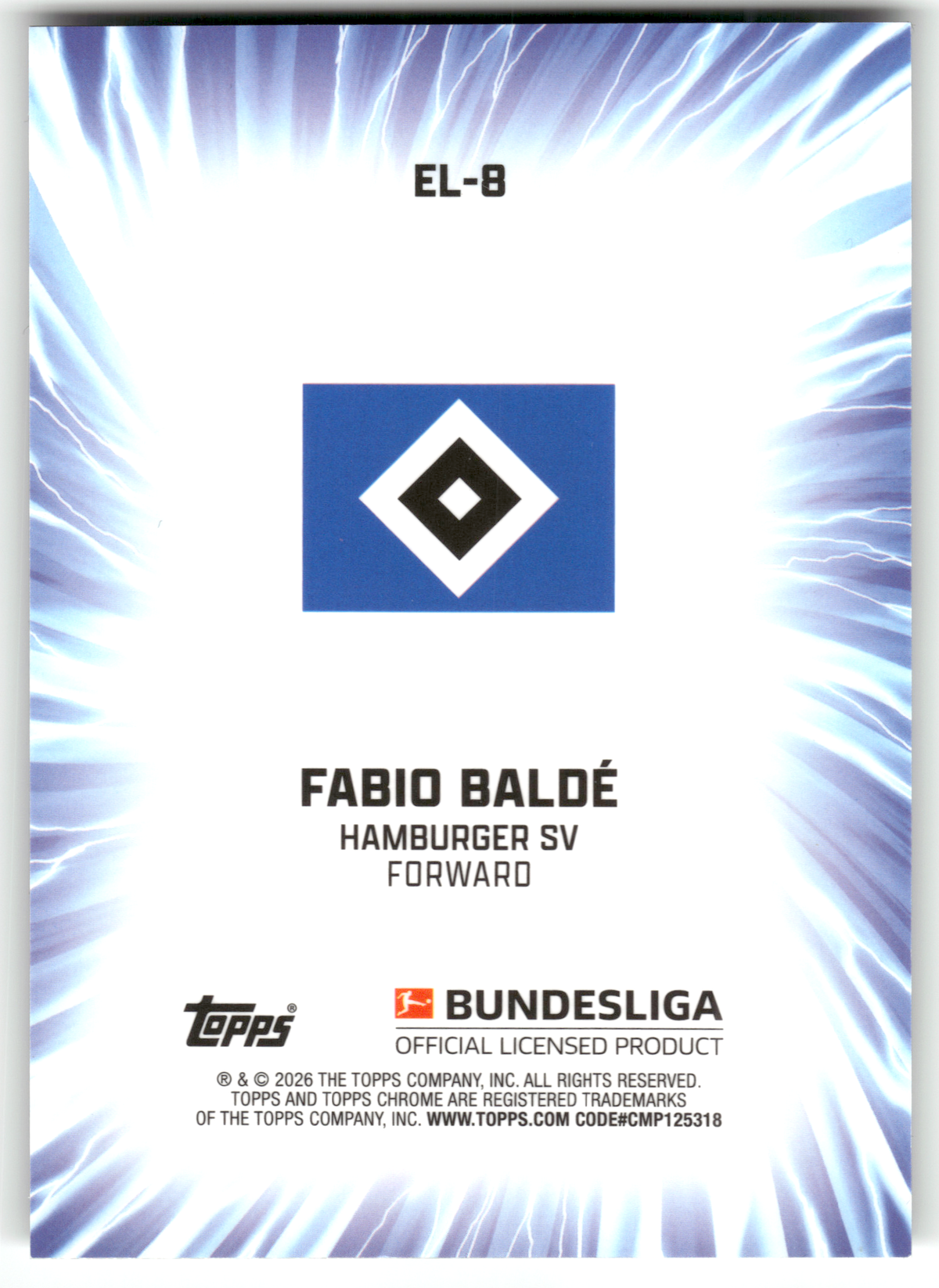 Fußball Fabio Baldé Rookie - 2025-26 Topps Chrome Bundesliga - Hamburger SV #EL-8 Trading Card Original
