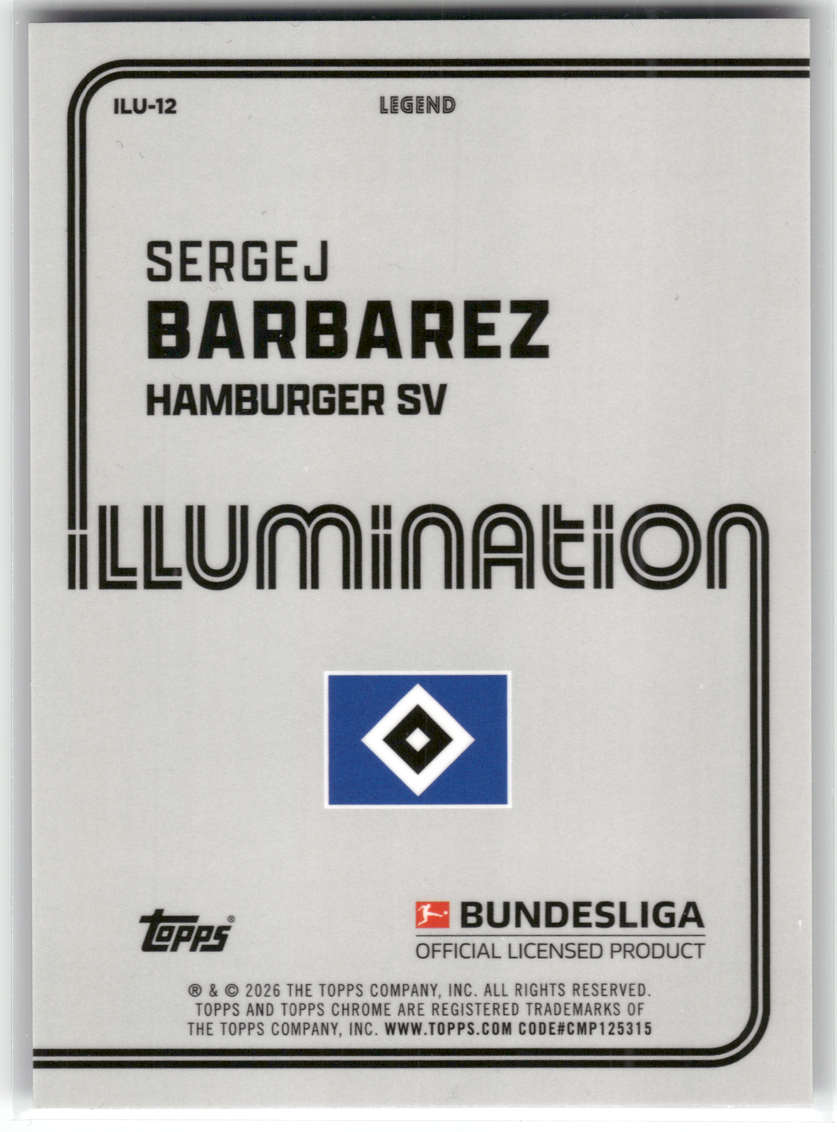 Fußball Sergej Barbarez - 2025-26 Topps Chrome Bundesliga - Illumination Purple /75 - Hamburger SV #ILU-12 Trading Card Original
