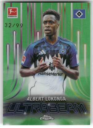 Fußball Albert Lokonga - 2025-26 Topps Chrome Bundesliga - Green Ultrabeam /99 - Hamburger SV #UB-5 Trading Card Original