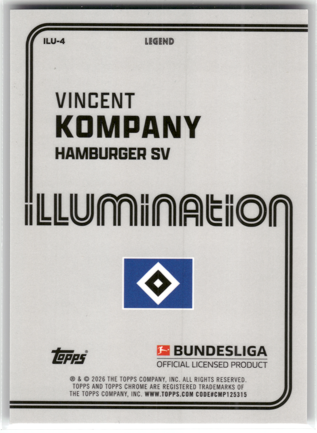 Fußball Vincent Kompany - 2025-26 Topps Chrome Bundesliga - Illumination Purple /75 - Hamburger SV #ILU-4 Trading Card Original