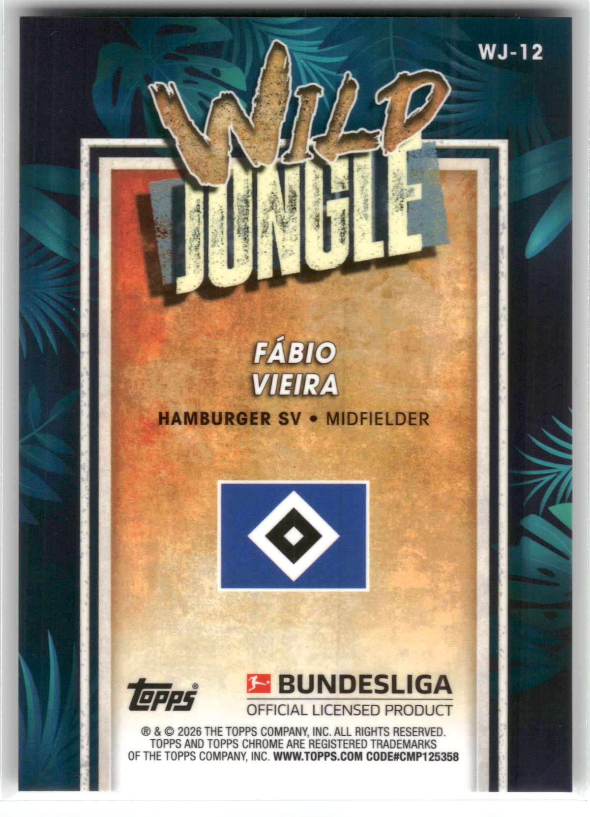 Fußball Fábio Vieira - 2025-26 Topps Chrome Bundesliga - Wild Jungle Snake - Hamburger SV #WJ-12 Trading Card Original