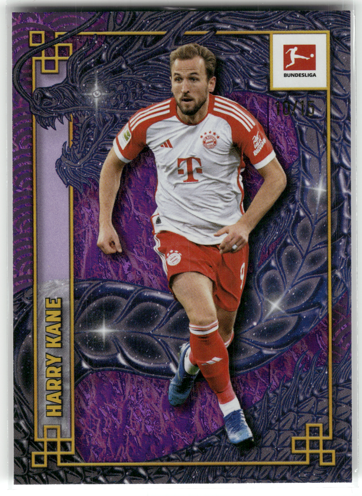 Fußball Harry Kane - 2024-25 Topps Chrome Bundesliga - Dragonheart Purple 10/15 - FC Bayern München #DH-20 Trading Card Original
