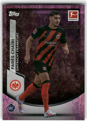 Fußball Farès Chaïbi Rookie - 2023-24 Topps Chrome Bundesliga - Jade Pink /250 - Eintracht Frankfurt #28 Trading Card Original