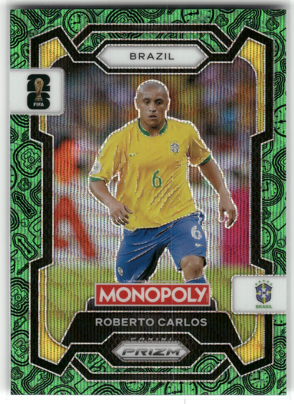 Fußball Roberto Carlos - 2026 Panini Monopoly Prizm FIFA World Cup 26 - Four Corners Green - Brazil #17 Trading Card Original