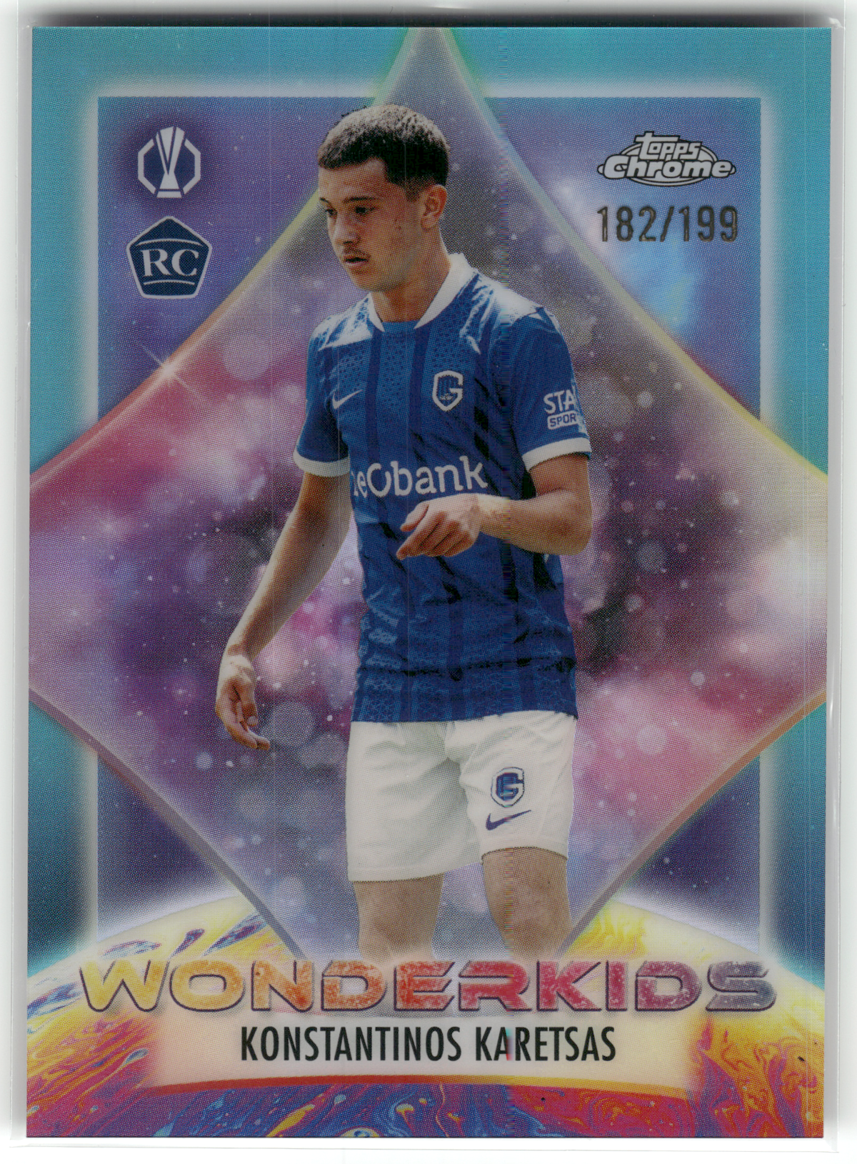 Fußball Konstantinos Karetsas Rookie - 2025-26 Topps Chrome UEFA Europa League - Rookie Wonderkids /199 - KRC Genk #WK-12 Trading Card Original