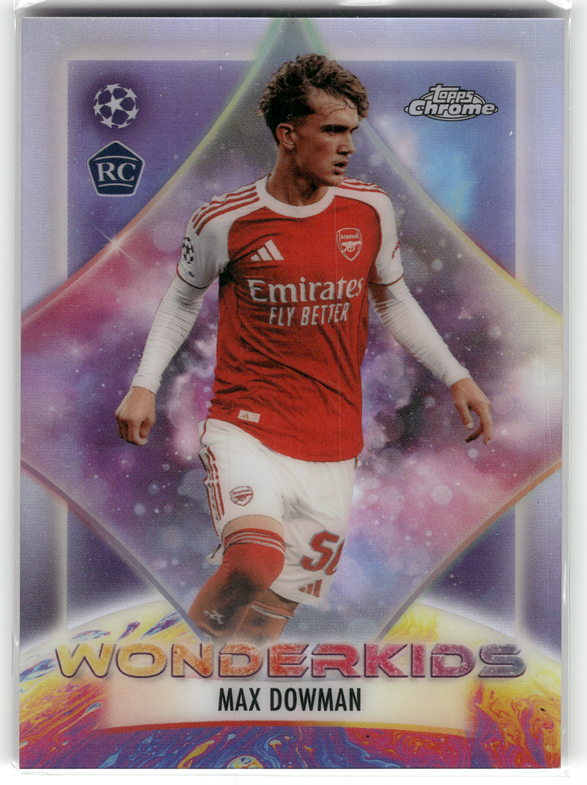 Fußball Max Dowman Rookie - 2025-26 Topps Chrome UEFA CL - Wonderkids Rookie - Arsenal FC #WK-4 Trading Card Original