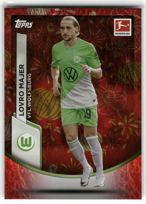 Fußball Lovro Majer - 2024 Topps Chrome Bundesliga - Asia Red /199 - VFL Wolfsburg #94 Trading Card Original