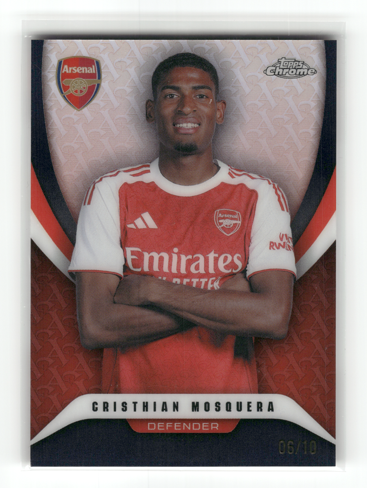 Fußball Cristhian Mosquera - 2026 Topps Chrome Arsenal - True Black 06/10 - Arsenal #60 Trading Card Original