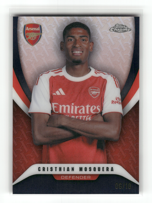 Fußball Cristhian Mosquera - 2026 Topps Chrome Arsenal - True Black 06/10 - Arsenal #60 Trading Card Original