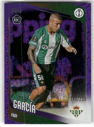 Fußball Pablo García Rookie - 2025-26 Topps UEFA Conference League - Purple Mini Diamonds Rookie /250 - Real Betis Balompié #174 Trading Card Original