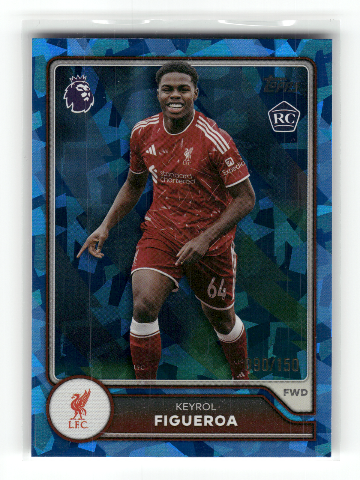 Fußball Keyrol Figueroa Rookie - 2026-27 Topps Premier League - Blue Cracked Ice /150 - Liverpool FC #171 Trading Card Original