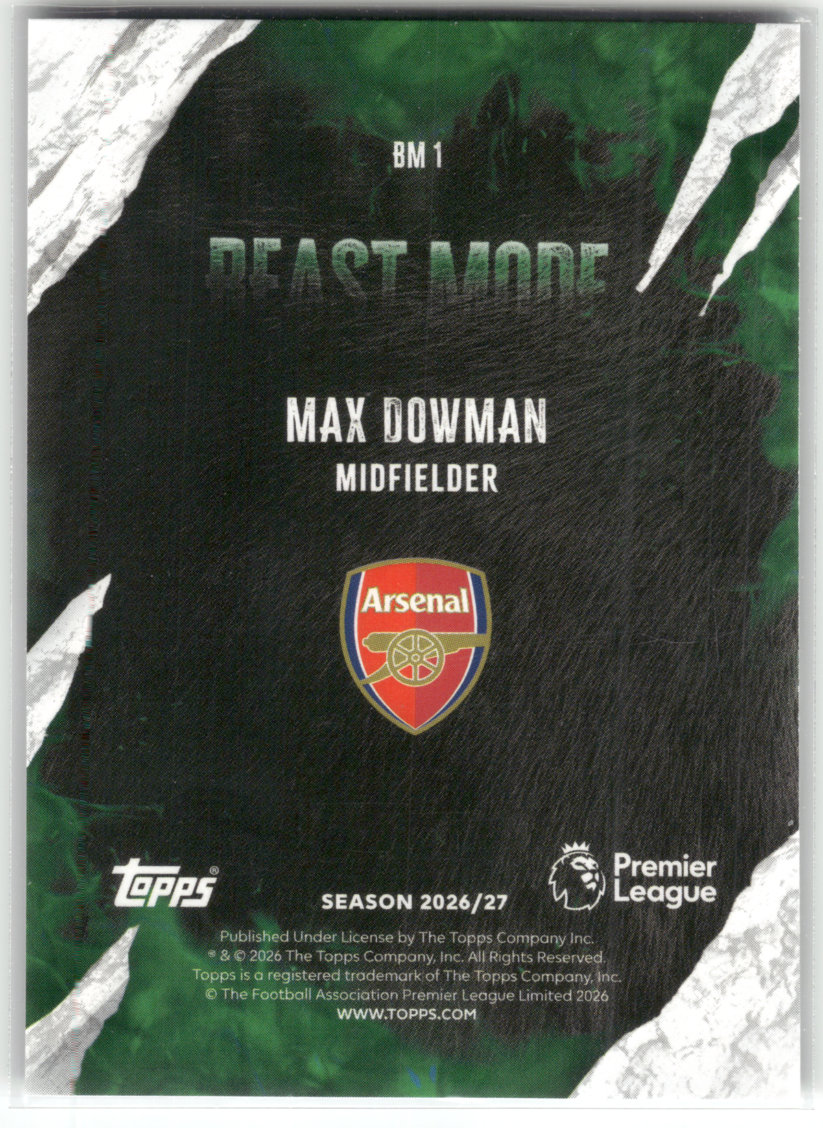 Fußball Max Dowman - 2026-27 Topps Premier League Beast Mode - Beastr Mode - Arsenal #BM 1 Trading Card Original