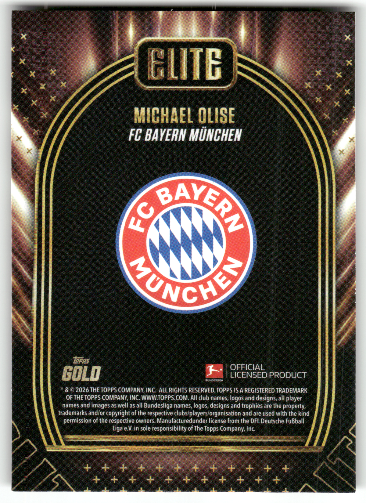 Fußball Michael Olise - 2025-26 Topps Gold Bundesliga Elite - FC Bayern München Trading Card Original