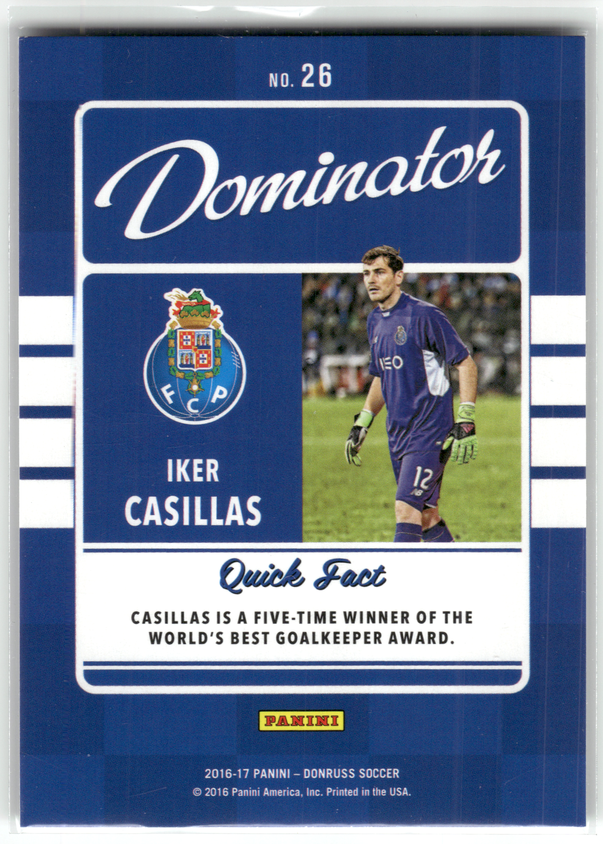 Fußball Iker Casillas - 2016-17 Panini Donruss Soccer - Dominators - FC Porto #26 Trading Card Original