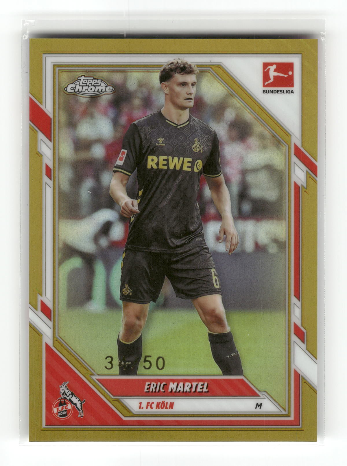 Fußball Eric Martel - 2025-26 Topps Chrome Bundesliga - True Gold /50 - 1. FC Köln #54 Trading Card Original