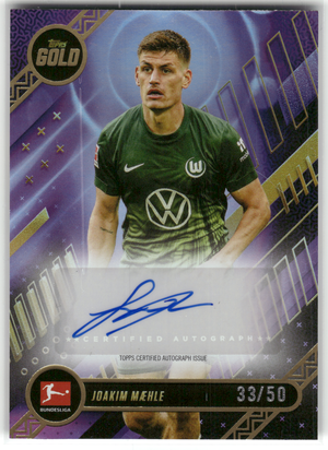 Fußball Joakim Mæhle - 2025-26 Topps Bundesliga Gold - True Purple Auto /50 - VFL Wolfsburg Trading Card Original