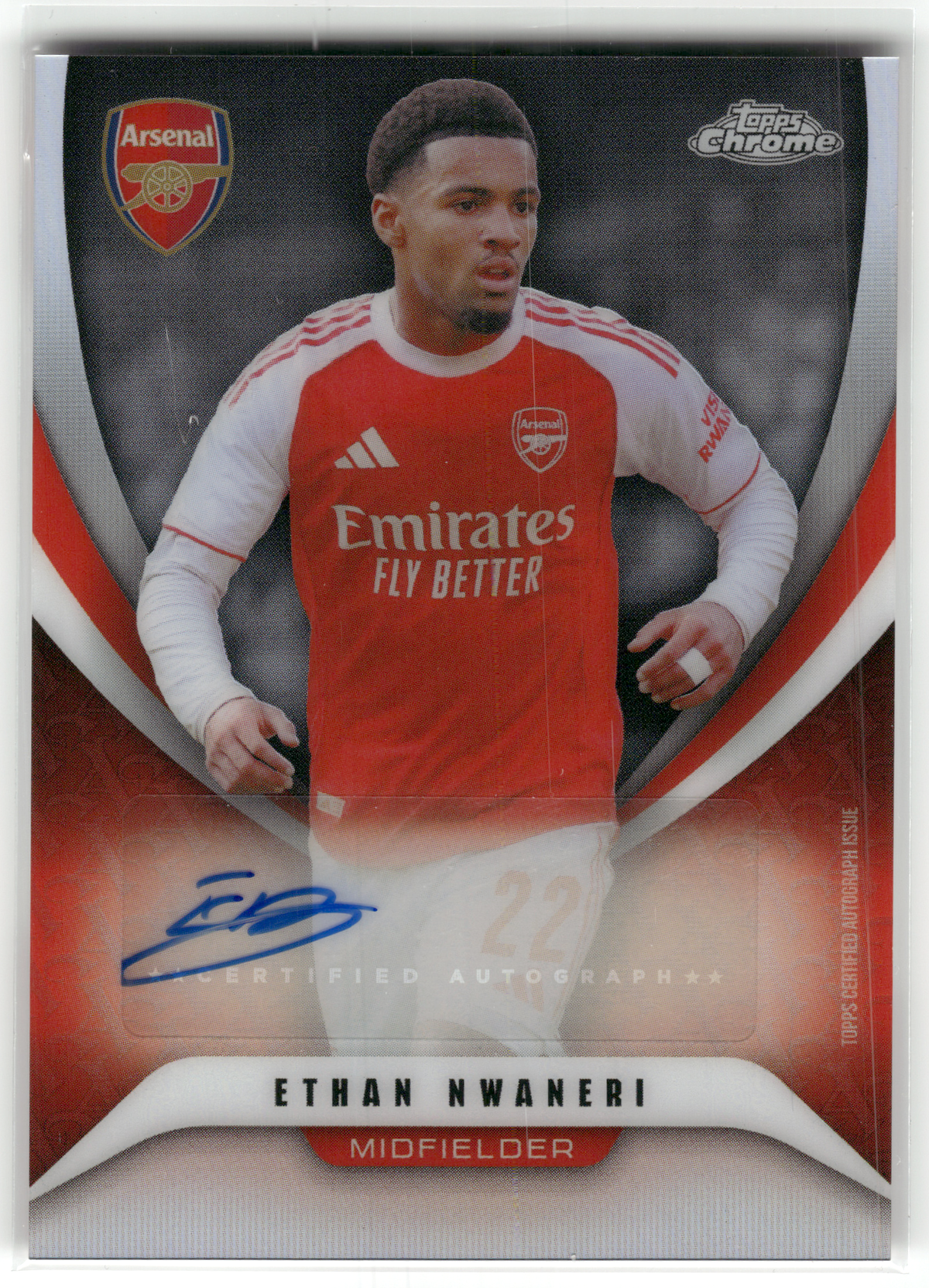 Fußball Ethan Nwaneri - 2025-26 Topps Chrome Arsenal 2025/26 - Auto - Arsenal #BC-EN Trading Card Original
