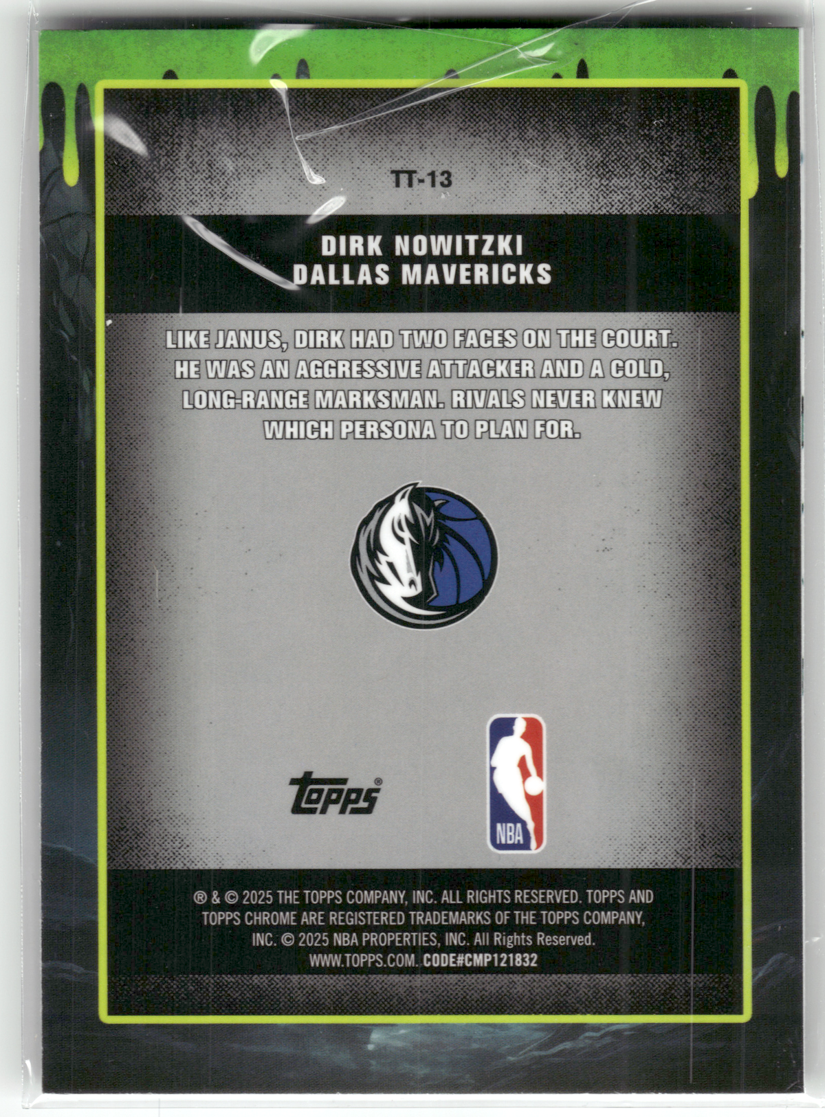 Basketball NBA Dirk Nowitzki - 2025 Topps Chrome Basketball - Clutch Gene - Dallas Mavericks #TT-13 Trading Card Original
