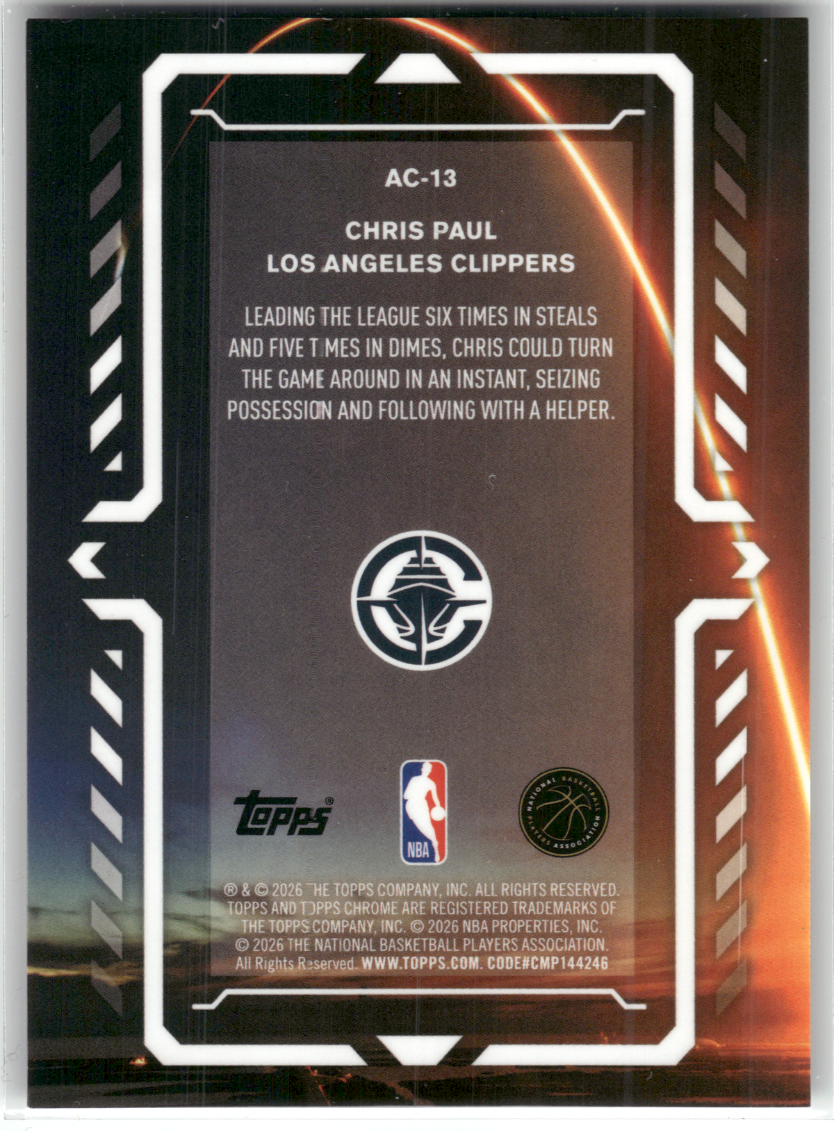 Basketball NBA Chris Paul - 2025-26 Topps Chrome Basketball - Activators Gold /50 - Los Angeles Clippers #AC-13 Trading Card Original