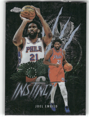 Basketball NBA Joel Embiid - 2024-25 Topps Chrome Instinct - Instinct Insert Refractor - Philadelphia 76ers #INS-10 Trading Card Original