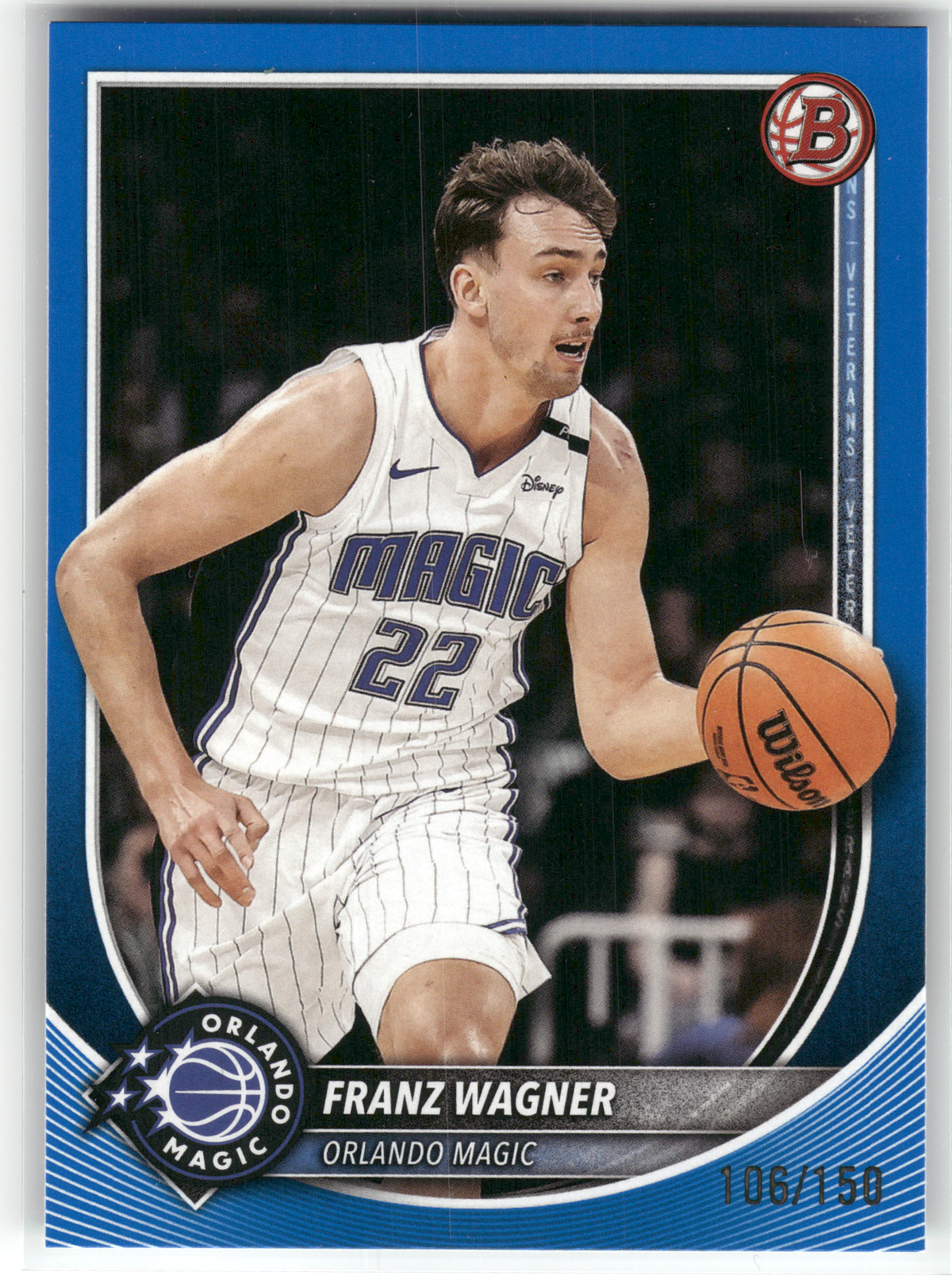 Basketball NBA Franz Wagner - 2024-25 Bowman University Best - True Blue Bowman /150 - Orlando Magic #95 Trading Card Original