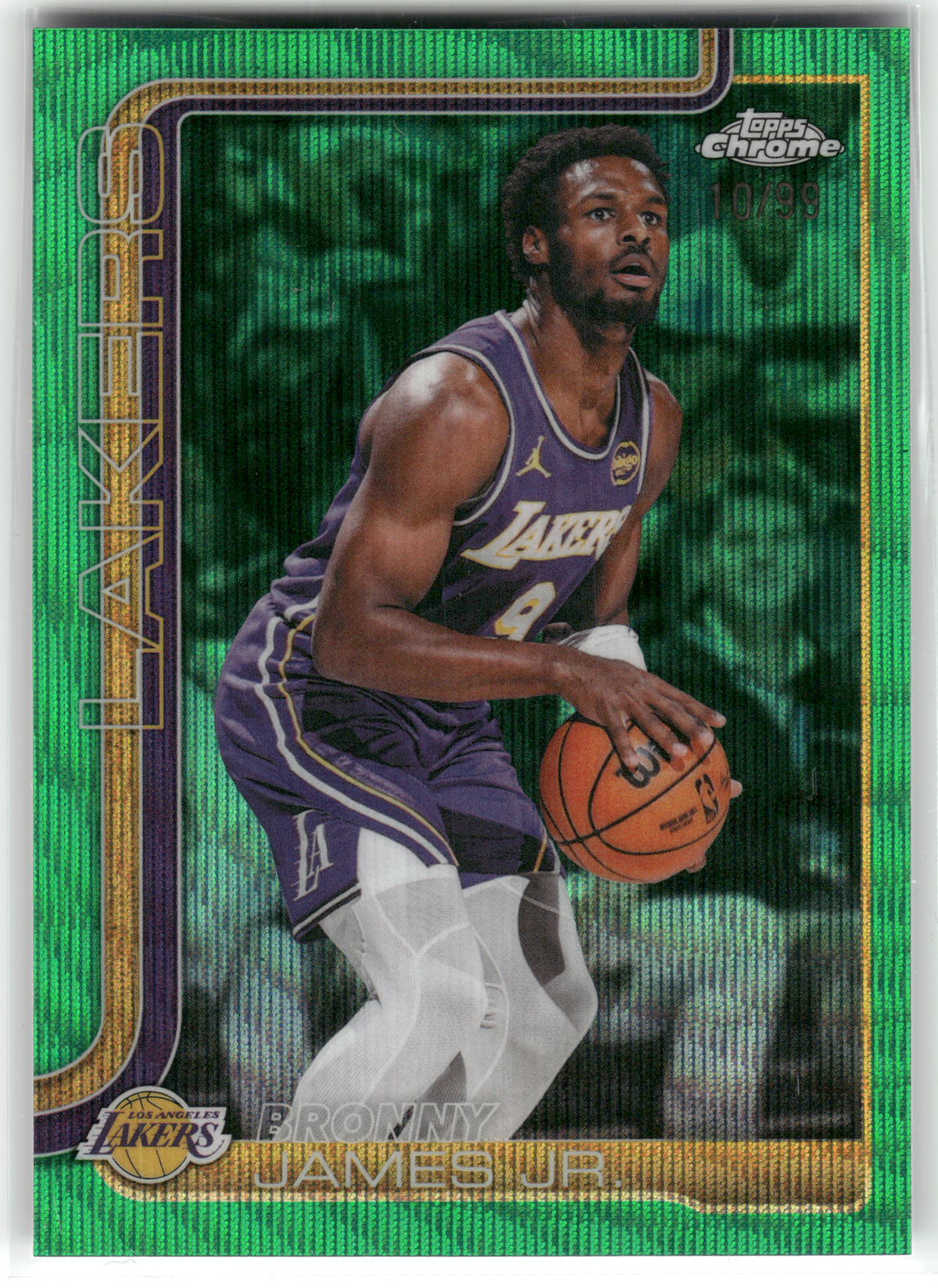 Basketball NBA Bronny James Jr. - 2025-26 Topps Chrome - Green Wave /99 - Los Angeles Lakers #103 Trading Card Original