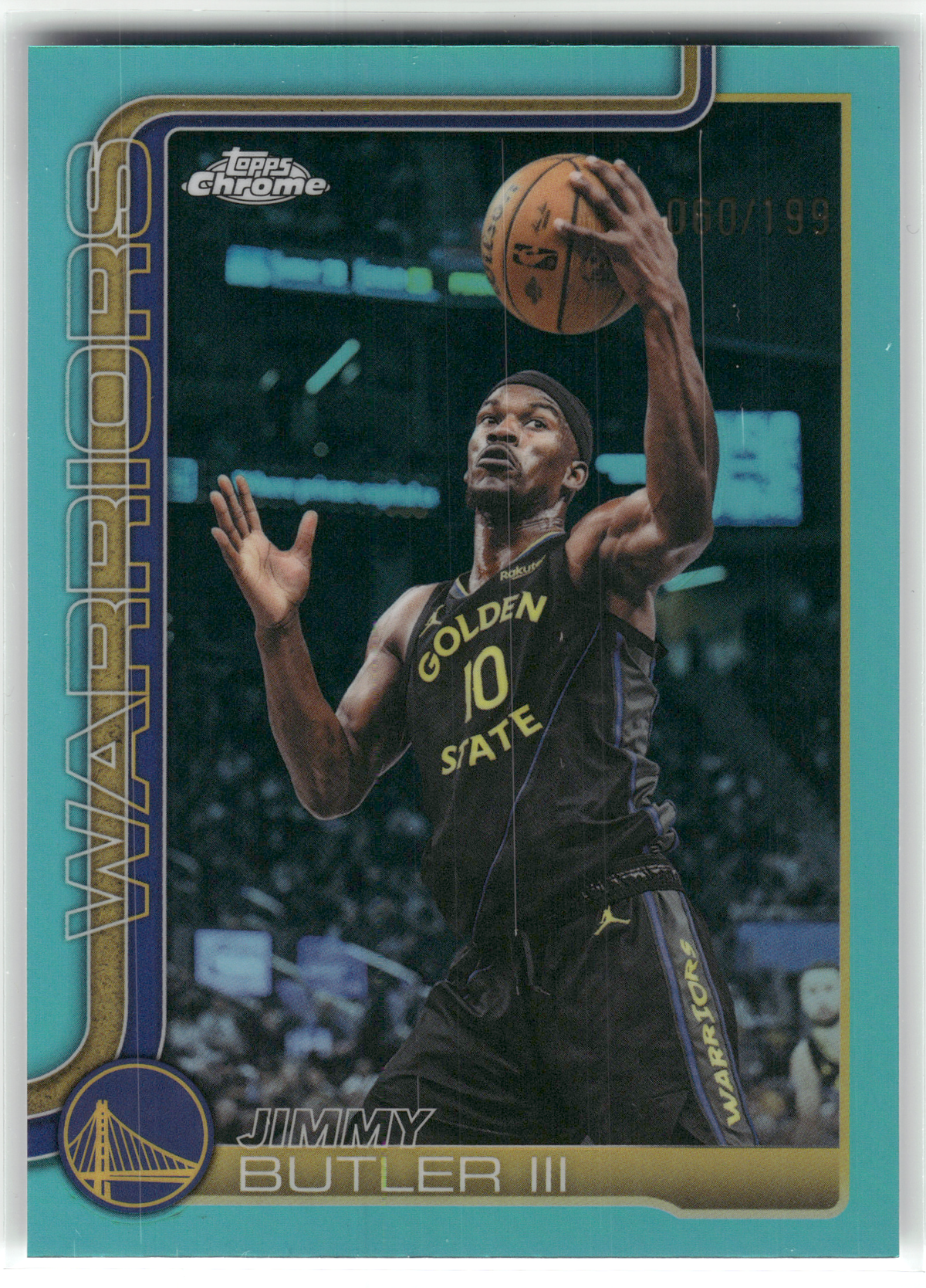 Basketball NBA Jimmy Butler III - 2025-26 Topps Chrome - True Aqua /199 - Golden State Warriors #15 Trading Card Original