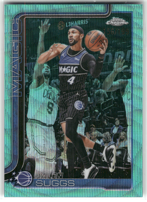 Basketball NBA Jalen Suggs - 2025-26 Topps Chrome - Aqua Wave /199 - Orlando Magic #96 Trading Card Original