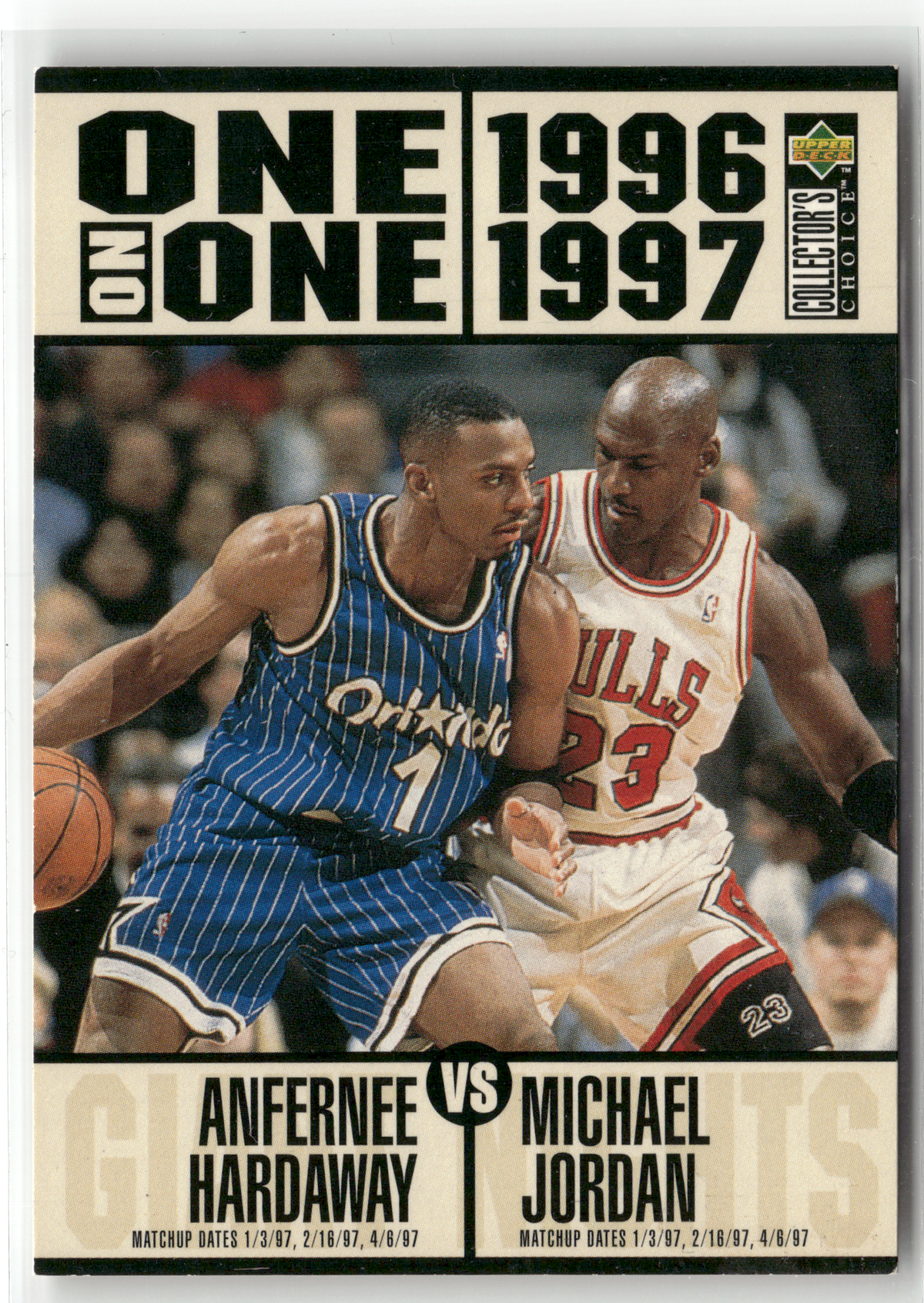 Basketball NBA Anfernee Hardaway - 1996-97 Upper Deck Collector's Choice One on One - Orlando Magic / Chicago Bulls #356 Trading Card Original