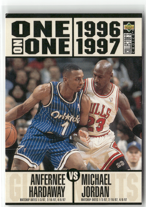 Basketball NBA Anfernee Hardaway vs Michael Jordan - 1996-97 Upper Deck Collector's Choice - Orlando Magic vs Chicago Bulls #356 Trading Card Original