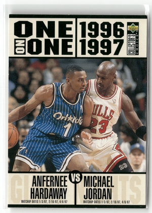 Basketball NBA Anfernee Hardaway vs Michael Jordan - 1996-97 Upper Deck Collector's Choice One on One - Orlando Magic vs Chicago Bulls #356 Trading Card Original