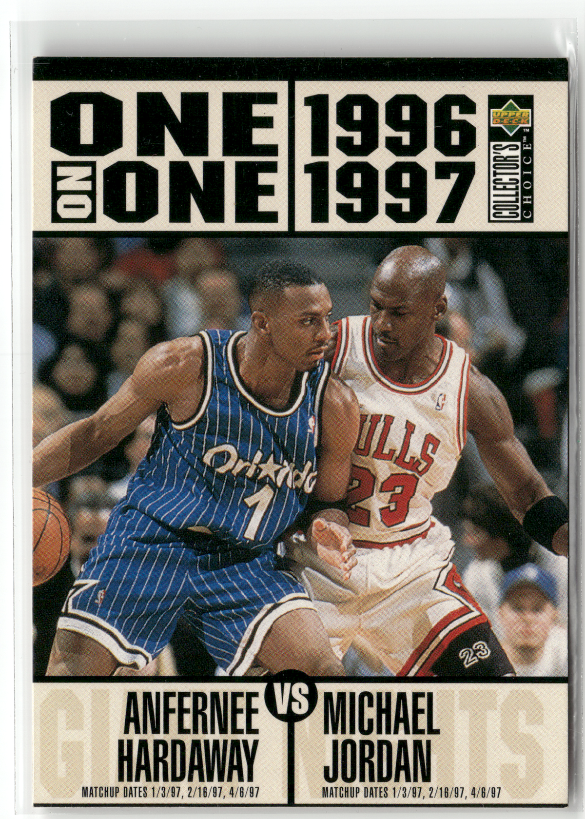 Basketball NBA Anfernee Hardaway - 1996-97 Upper Deck Collector's Choice One on One - Orlando Magic / Chicago Bulls #356 Trading Card Original
