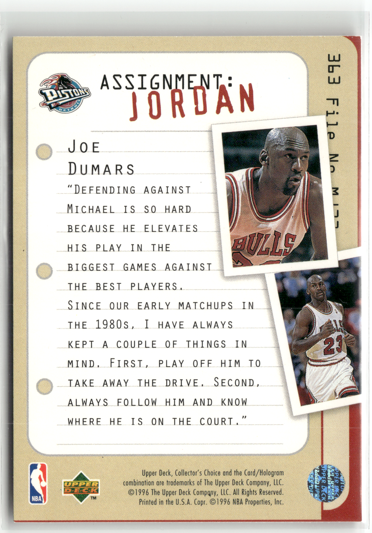 Basketball NBA Michael Jordan - 1996-97 Upper Deck Collector's Choice - Chicago Bulls #363 Trading Card Original