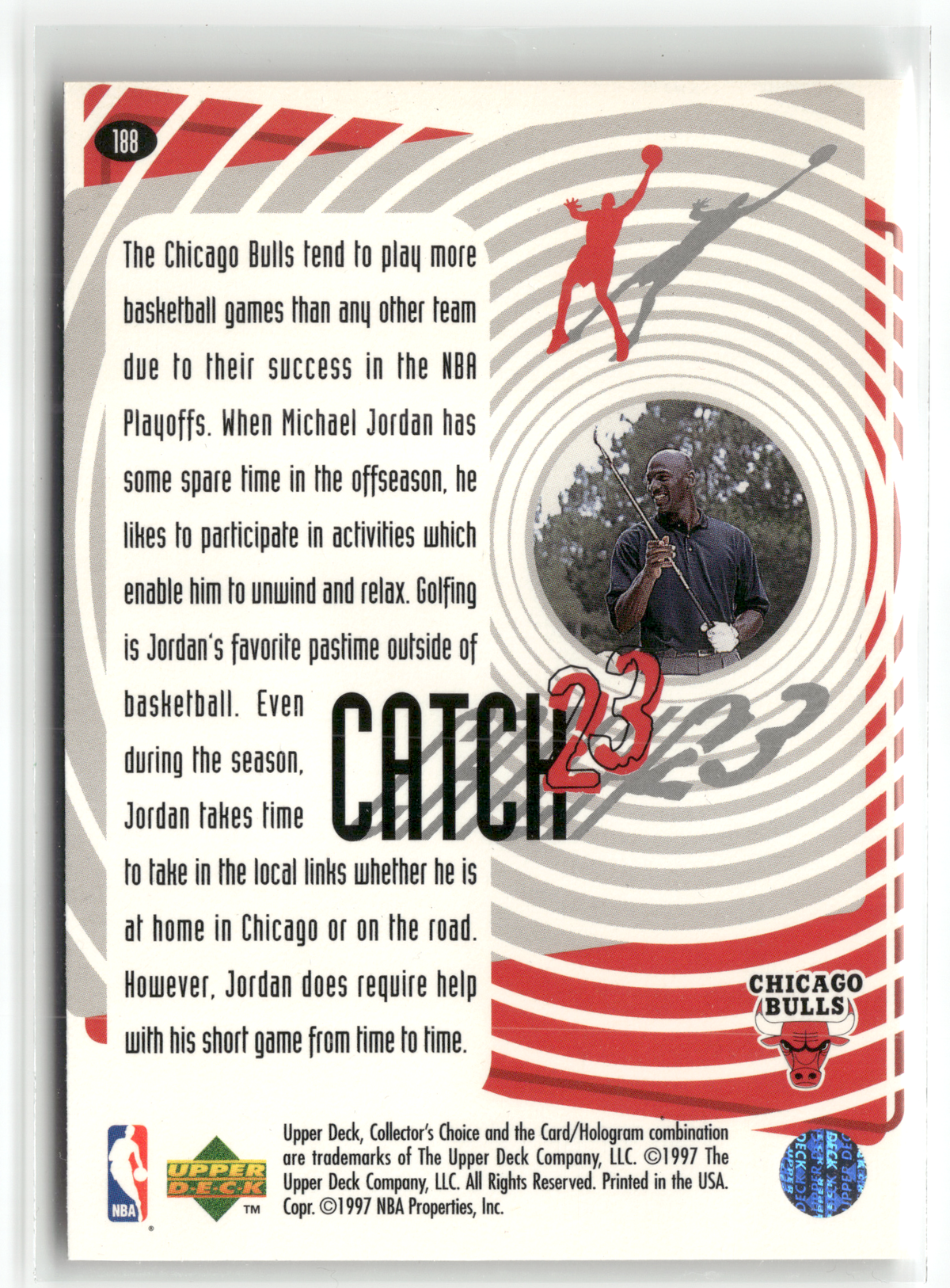 Basketball NBA Michael Jordan - 1997-98 Upper Deck Collector's Choice - Chicago Bulls #188 Trading Card Original