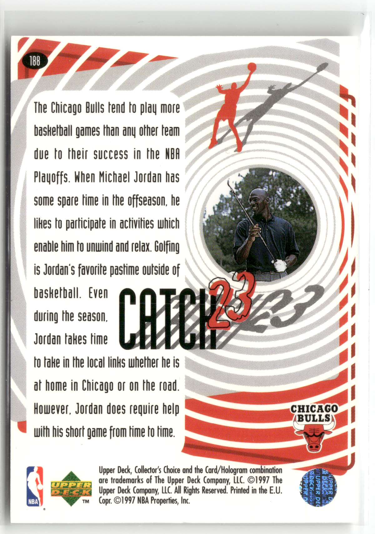 Basketball NBA Michael Jordan - 1997-98 Upper Deck Collector's Choice - Chicago Bulls #188 Trading Card Original