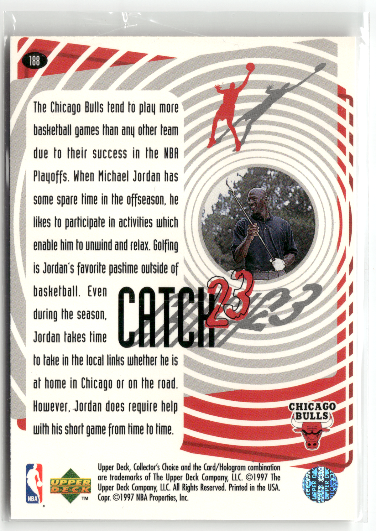 Basketball NBA Michael Jordan - 1997-98 Upper Deck Collector's Choice - Chicago Bulls #188 Trading Card Original