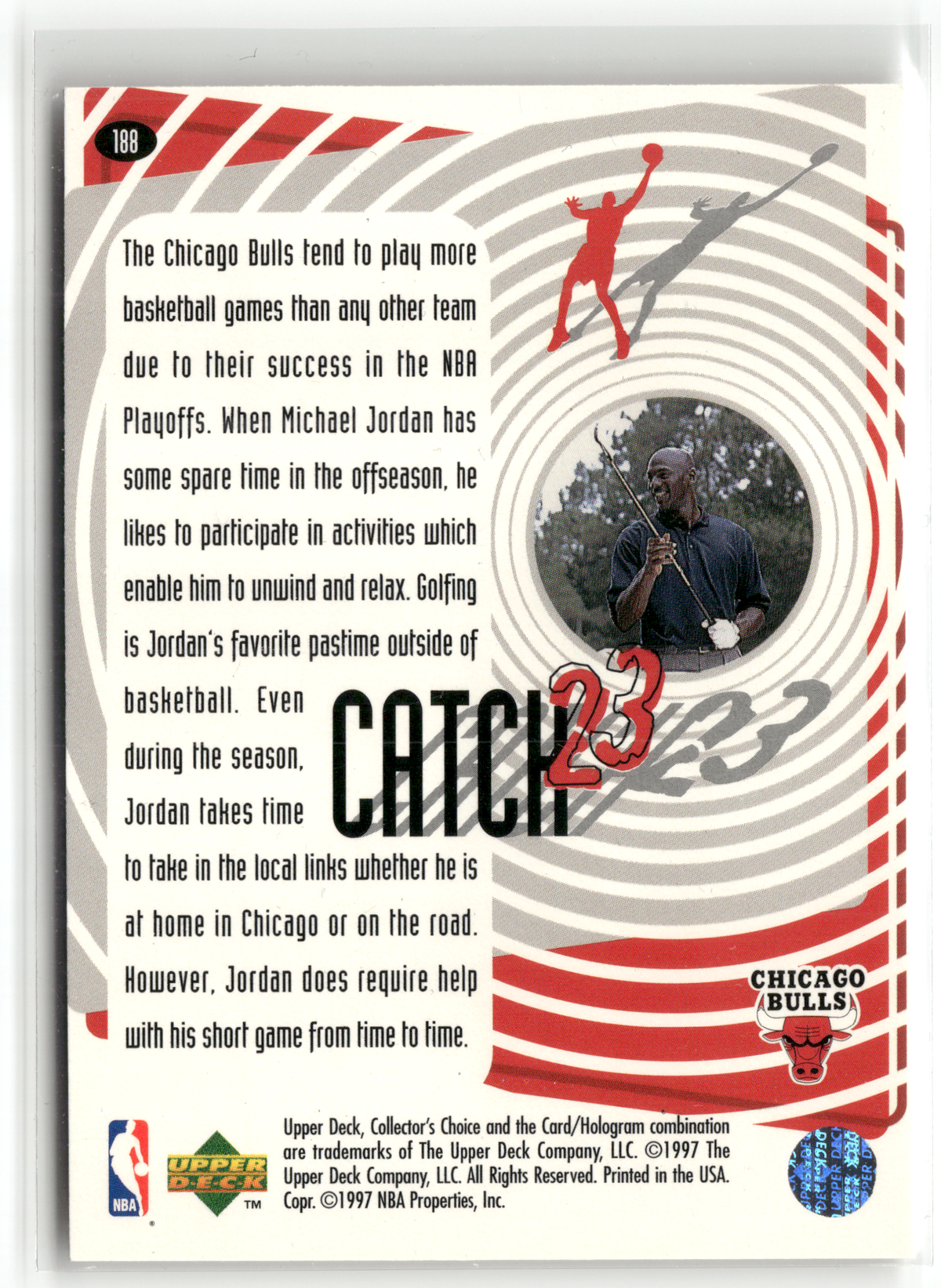 Basketball NBA Michael Jordan - 1997-98 Upper Deck Collector's Choice - Chicago Bulls #188 Trading Card Original