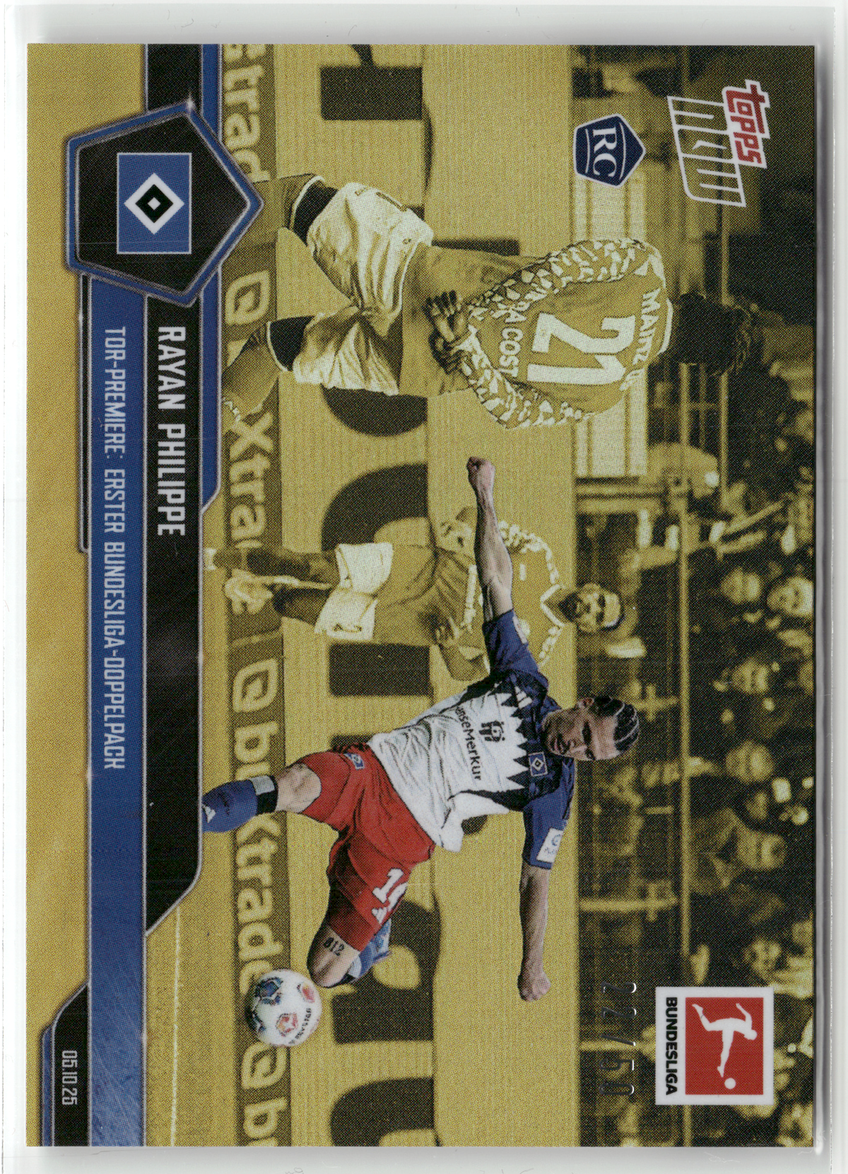Fußball Rayan Philippe Rookie - 2025 2024-25 Topps Bundesliga - Gold /50 - Hamburger SV #040 Trading Card Original